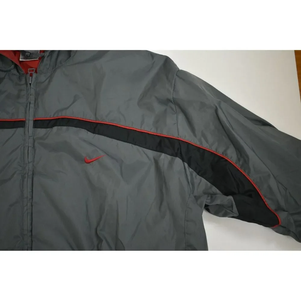 Nike Mens Grey Zip Front Long Sleeve Athletic Windbreaker Running Hood Jacket L - Picture 6 of 9